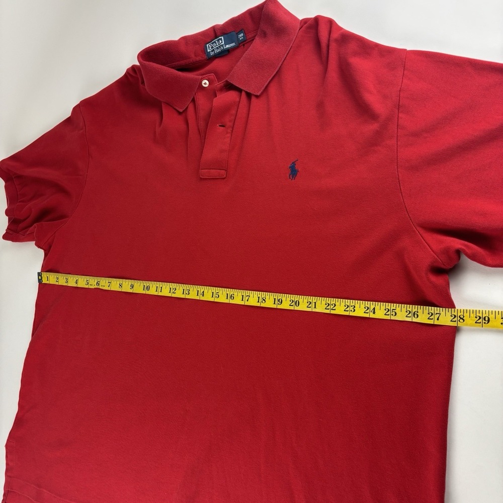 Polo Ralph Lauren Classic Fit Cotton Solid Red Polo Shirt Men's Size 2XB - Picture 6 of 9